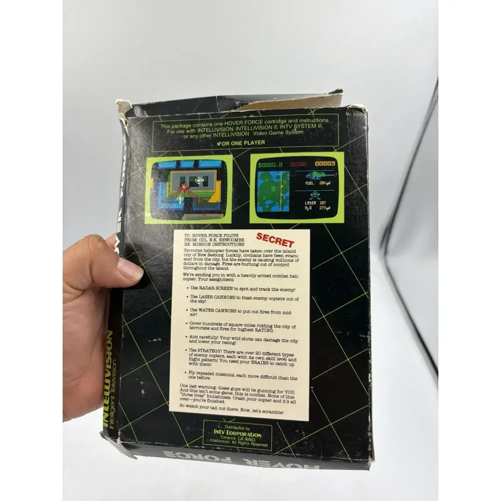 Vintage 1986 Intellivision INTV Hover Force Game Cartridge Box And Manual !!